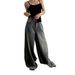 American-style Washed Wide-leg Jeans For Women, New Loose Straight Casual Pants, Slightly Oversized/European And_ecoleips.com