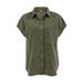 Women's Clothing Spring And Summer Casual Loose Lapel Short Sleeved Shirt With Fashion Green Mid Length Tops For Women_ecoleips.com