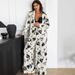 European And American Autumn New Printed Sleeve Long Pants Loose Comfortable Pajamas Two-Piece Set Cross-Border_ecoleips.com