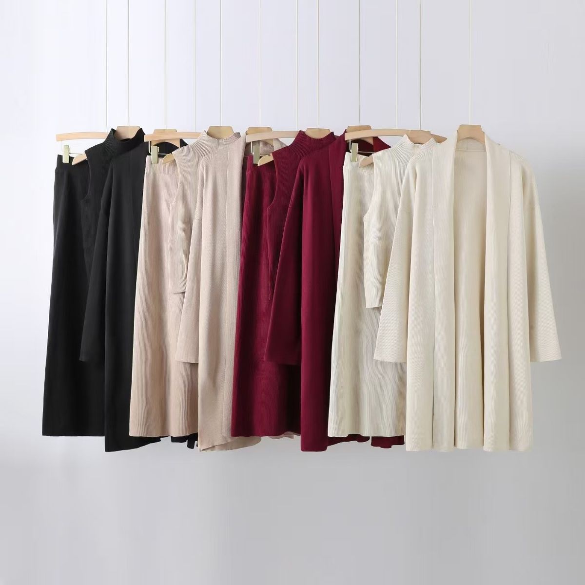 Women's 3D Knit Pullover Top & Wide Leg Pants Set - Elegant Office Casual Outfit With Embroidery Detail, Polyester Comfort Fit_ecoleips.com