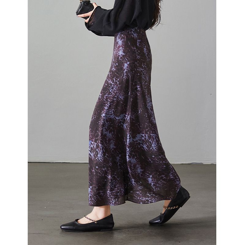 Verve Counter Quality 2025 Spring New Fashion Elegant High Waist Slimming Printed Leopard Print Midi Skirt For Women_ecoleips.com