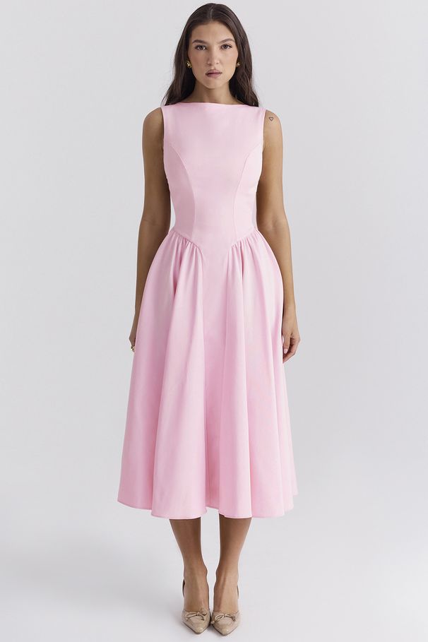 2025 Spring/Summer European And American Foreign Trade Women's New Round Neck Backless Solid Color High Fashion_ecoleips.com