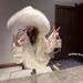 Korean Retro Women's Knitted Cardigan Long Sleeved Fur Collar Hooded Sweater Jacket Loose Casual Versatile Autumn Winter Top_ecoleips.com
