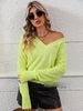 Women's Elegant V-Neck Knitted Pullover Sweater, Soft Long Sleeve Solid Color Top For Autumn & Winter_ecoleips.com