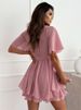 Women White Black Dress Summer Sexy V-neck Cross Strap Mini Skirt Ruffled Hem Chiffon Dress Female Fashion Casual Beach Dresses_ecoleips.com