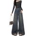 Large Size Women's Clothing Retro And Old Straight Jeans Women's New Pants High Waist And Thin Design Wide Leg Pants_ecoleips.com