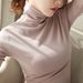 Elegant European And American Style New Autumn Women's Slim Fit Long Sleeve T-Shirt High Collar Fleece Lined Thickened_ecoleips.com