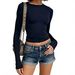 Cross-Border Autumn Long Sleeve Top Hot Girl Outerwear T-Shirt Women Pullover Round Neck Base Shirt Women's_ecoleips.com