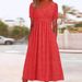 Dress Autumn Style Temperament Women's Clothing Pullover Solid Color Short-sleeved Crew Neck Umbrella Skirt_ecoleips.com
