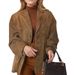 2025 New European And American Style Women's Fashion Retro Brown Loose Pocket Long Sleeve Blazer For Women_ecoleips.com