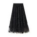 Aria Basics Aria Basics Net Yarn Embroidered Heavy-duty Plus-size Tulle Skirt, 2023 Spring New A-line Artistic High-waisted Long Skirt_ecoleips.com