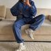 New Casual Women's Suit Solid Color Long-sleeved Zipper Cardigan Jacket Sweatpants Two-piece Set_ecoleips.com