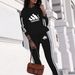 Women's Cute Kitten Print Hoodie And Pants Set Casual Outfit for Spring/Autumn Black S-XXL_ecoleips.com