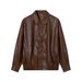 Women's Pu Leather Biker Jacket - Stylish Loose Fit Motorcycle Coat With Faux Protein Leather, Korean Streetwear Fashion_ecoleips.com