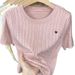 Women's Heart Patterned Jacquard Embroidered Round Neck Short Sleeve Knit Sweater Spring/Summer New Design_ecoleips.com