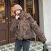 K New Leopard-print Fashion Cotton Coat For Women, Thickened Short Version With Stand-up Collar Jacket._ecoleips.com