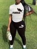 Women's Casual Loose And Fashionable Letter Pattern Print Loose T-shirt+cropped Pants Two-piece Home Sportswear Daily Wear-403_ecoleips.com