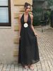 Women's Clothing French Retro Style Halter Neck Deep V Waist Dress Spring Summer_ecoleips.com