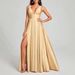 Elegant French Inspired A-Line Evening Dress Side Slit Gown for Weddings Parties And Bridesmaids Women's Party Wear_ecoleips.com