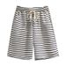 Black And White Striped Shorts Women's Summer New Five Point Wide Leg Pants Casual Running Sports Hot Pants Ins Slim_ecoleips.com