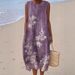 2026 Spring/Summer Sleeveless Pocket Print Elegant Long Dress, Slim Fit Fresh Casual Dress_ecoleips.com
