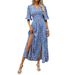 European And American Cross-border Foreign Trade Independent Site Waist-cinching V-neck With Slit, Bohemian Rayon_ecoleips.com