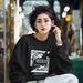 Women's Fleece Lined Thick Pure Cotton Crew Neck Sweatshirt Korean Style Loose Fit Casual Autumn Winter New Style Top_ecoleips.com