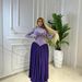 Women's Clothing Elegant Women's Long Sleeve Patchwork Pleated Dress - Stand Collar Slim Fit For Office & Evening Wear_ecoleips.com