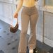 Women's High-Waisted Flared Jeans With Zipper Detail - Stretchy Quilted Denim, Street Style & Comfort Fit, Solid Color Casual Pants_ecoleips.com