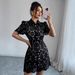 Women's Clothing Summer New Contrast Color Lapel Water Soluble Temperament Waist Short Sleeved Dress_ecoleips.com