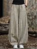 Suitable For All Seasons Brand Gray French Yarn-Dyed Loose Wide-Leg Ramie Vintage Cotton Linen Long Women Lantern Pants_ecoleips.com