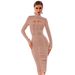 Women's Clothing Autumn And Winter Women's Tight Hollow Long Sleeved Dress Usually You Can Wear A High End Black Bandage Evening Dress_ecoleips.com