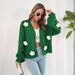 Aria Basics Aria Basics Heavy-duty Three-dimensional Embroidered Floral Lantern Sleeve Loose Knit Cardigan For Women, Autumn Winter, European_ecoleips.com