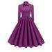 Women's Long Sleeved Dress French Bow 50s Large Flared Skirt Autumn New Style Cross Border European American Women's Dress_ecoleips.com