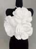 Women's Clothing Three Dimensional Flower Design Halter Neck Top New Slim Fit Short Lace Up Vest For Women_ecoleips.com