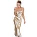 Women's Clothing Elegant Satin Long Skirt Suspender Leaking Back Sexy Dress Nightclub Style Evening Dress_ecoleips.com