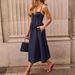 Women's Retro Strapless Denim Dress Dark Blue Cotton Mid-Calf Casual Summer Sexy_ecoleips.com