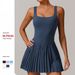 Women’s Clothing Two Piece Tennis Skirt Bottoming Anti Exposure Fitness Pocket Pleated Skirt Sports Dress_ecoleips.com