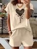 Women’s 2 Piece Outfit Set – Oversized Graphic T-Shirt And Biker Shorts Matching Set, Casual Summer Lounge Tracksuit For Daily Wear-332_ecoleips.com