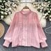 Elegant French-Style Lace Trimmed Blouse With Lantern Sleeves – Romantic & Youthful Women's Top_ecoleips.com