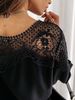 Women's Clothing Long Sleeve Lace Shirt Round Neck Solid Color Commuter Top Spring Autumn New_ecoleips.com