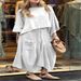 2027 Spring Autumn Fashion European-USA Style Women O-Neck 3/4 Sleeve T-Shirt + Lace-Up Skirts Pure Color Two-Piece Casual Suits S-5XL_ecoleips.com