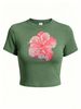 Women’s Summer Crop T-Shirt, Y2K Aesthetic Graphic Print Casual Streetwear Tee_ecoleips.com
