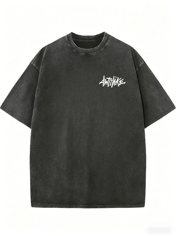 Women's Retro Wash Street Style T-Shirt, Comfortable Daily Fashion Tee_ecoleips.com