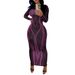 European And American Style 2025 Autumn New Cross-border Women's Long-sleeve Round-neck Fashion Printed Slim-fit Bodycon_ecoleips.com
