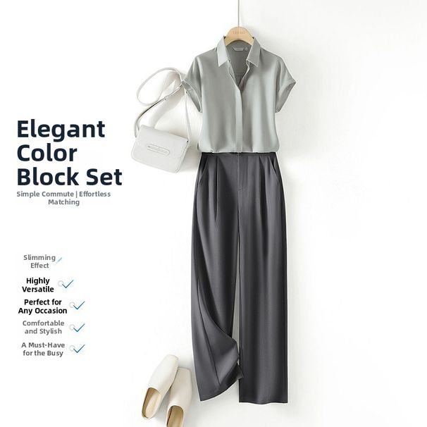 Women's Sophisticated Professional Two Piece Suit Set Elegant Mature Stylish Summer Outfit_ecoleips.com