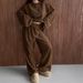 Autumn Winter New Warm Knitted Jacquard Loose Sleeve Long Pants Pajama Set European American Women's Homewear_ecoleips.com