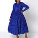 Women's Clothing Sparkle & Shine: Elegant Round-Neck Long Sleeve Sequin High-Waist Midi Dress | Glamorous A-Line Formal Gown_ecoleips.com