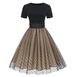 Women's Retro Hepburn Dress Round Neck Short Sleeve Polka Dot Patchwork French Style Luxury Light_ecoleips.com