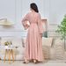 Verve MT170 Dubai Muslim New Style INS Trend Gold Foil Large Robe Fashion V-neck Flared Dress For Women_ecoleips.com